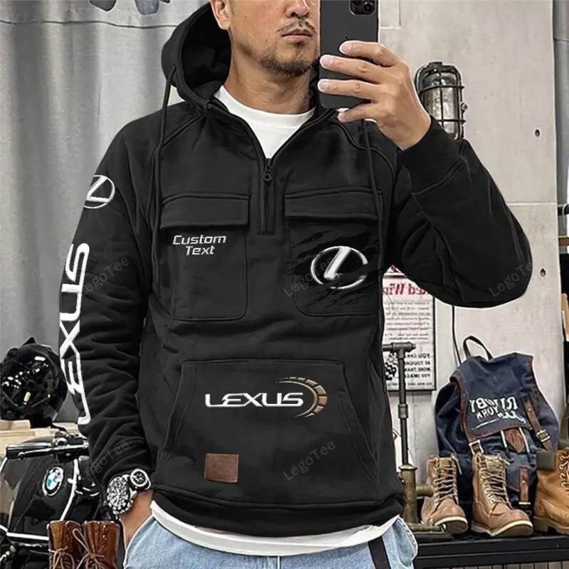 Vintage Auto Hoodie Tactical Quarter Zip, Hoodie Exclusive Logo For Vintage Auto Lovers - Black CAR122021425071-2 - Image 2