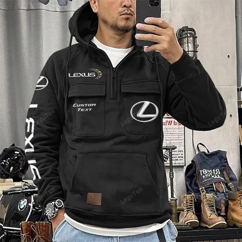 Vintage Auto Hoodie Tactical Quarter Zip, Hoodie Exclusive Logo For Vintage Auto Lovers - Black CAR96021425742-2 - Image 2
