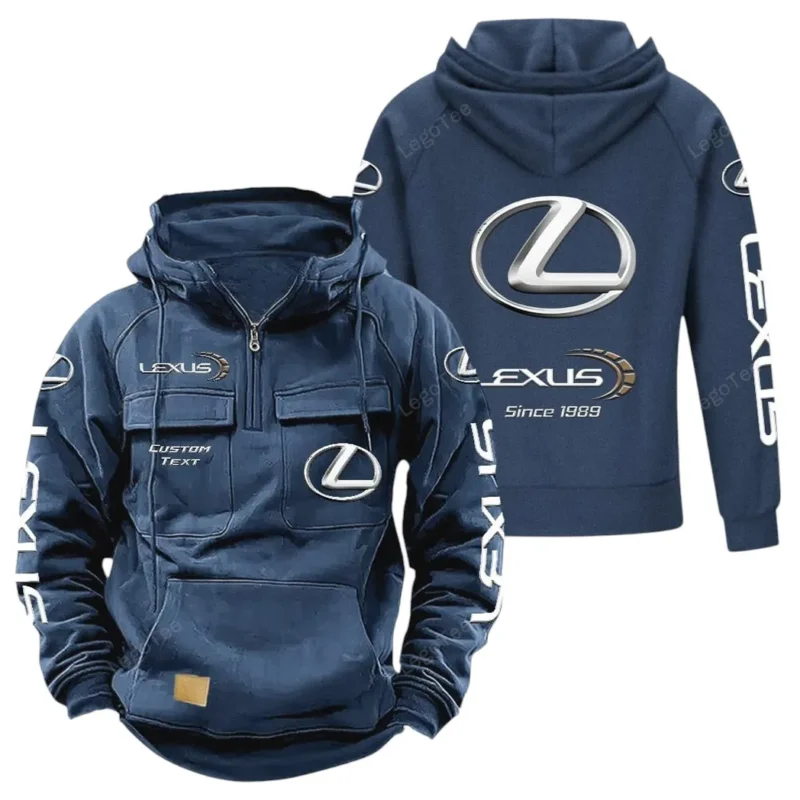 Vintage Auto Hoodie Tactical Quarter Zip, Hoodie Exclusive Logo For Vintage Auto Lovers - Dark Blue CAR96021425742-3