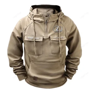 Vintage Auto Hoodie Tactical Quarter Zip, Hoodie Exclusive Logo For Vintage Auto Lovers - Khaki CAR109021425390-4