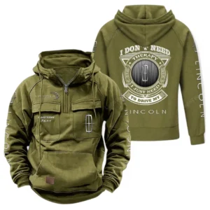 Retro Car Hoodie Tactical Quarter Zip, Hoodie Exclusive Logo For Car Owners CAR106021525032 - Army Green