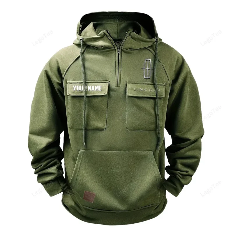 Retro Car Hoodie Tactical Quarter Zip, Hoodie Exclusive Logo For Retro Car Lovers - Army Green CAR109021425406-1