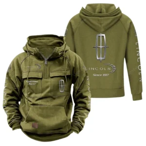 Retro Car Hoodie Tactical Quarter Zip, Hoodie Exclusive Logo For Retro Car Lovers - Army Green CAR96021425725-1
