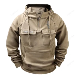Retro Car Hoodie Tactical Quarter Zip, Hoodie Exclusive Logo For Retro Car Lovers - Khaki CAR109021425406-4