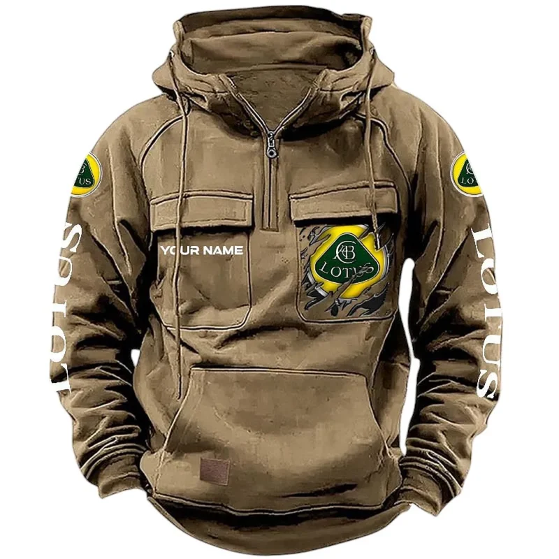 Classic Auto Cars Hoodie Tactical Quarter Zip, Hoodie Exclusive Logo For Classic Auto Cars Lovers CAR164022425184 - Khaki