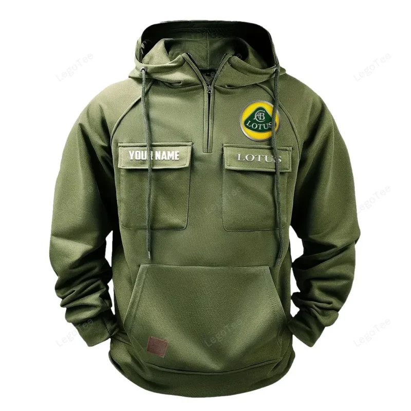 Classic Auto Cars Hoodie Tactical Quarter Zip, Hoodie Exclusive Logo For Classic Auto Cars Lovers - Army Green CAR109021425398-1