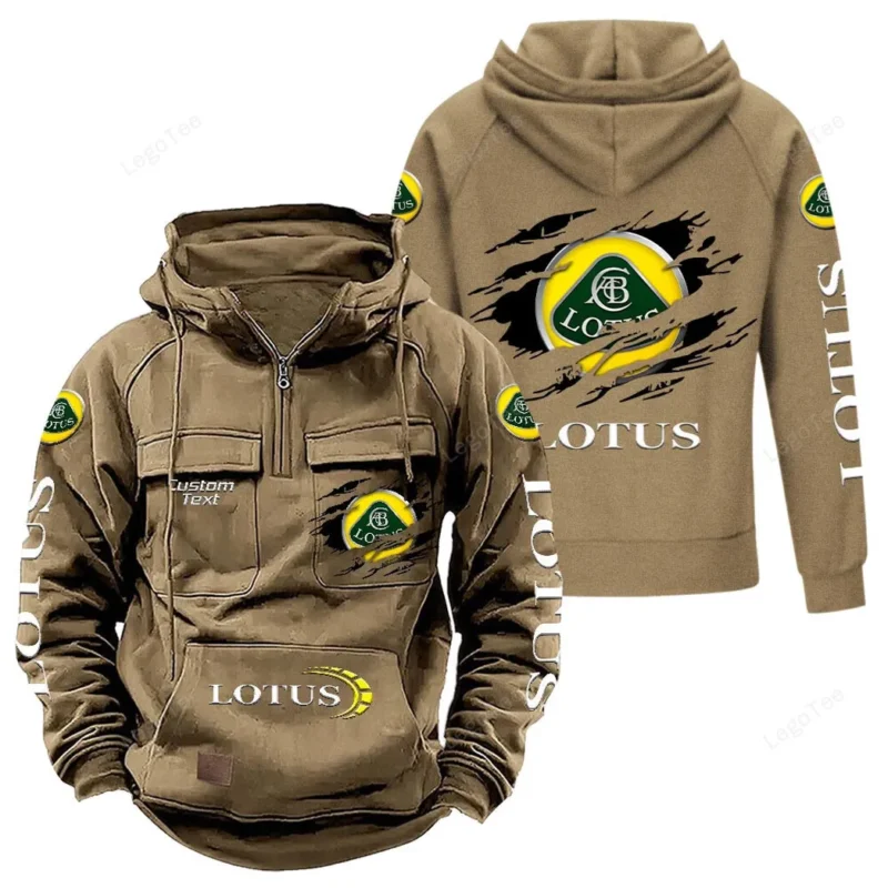 Classic Auto Cars Hoodie Tactical Quarter Zip, Hoodie Exclusive Logo For Classic Auto Cars Lovers - Khaki CAR122021425075-4