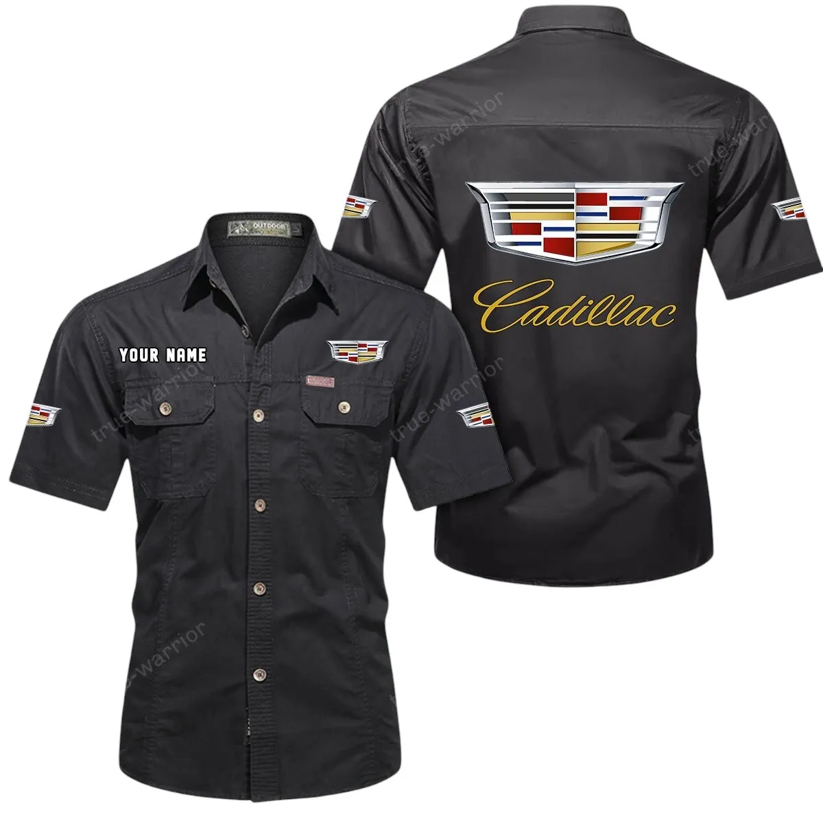 Luxury Car Lovers Gift Short Sleeved Shirt, Button Up Shirt Exclusive Logo For Car Owners CAR444052625816 - Black