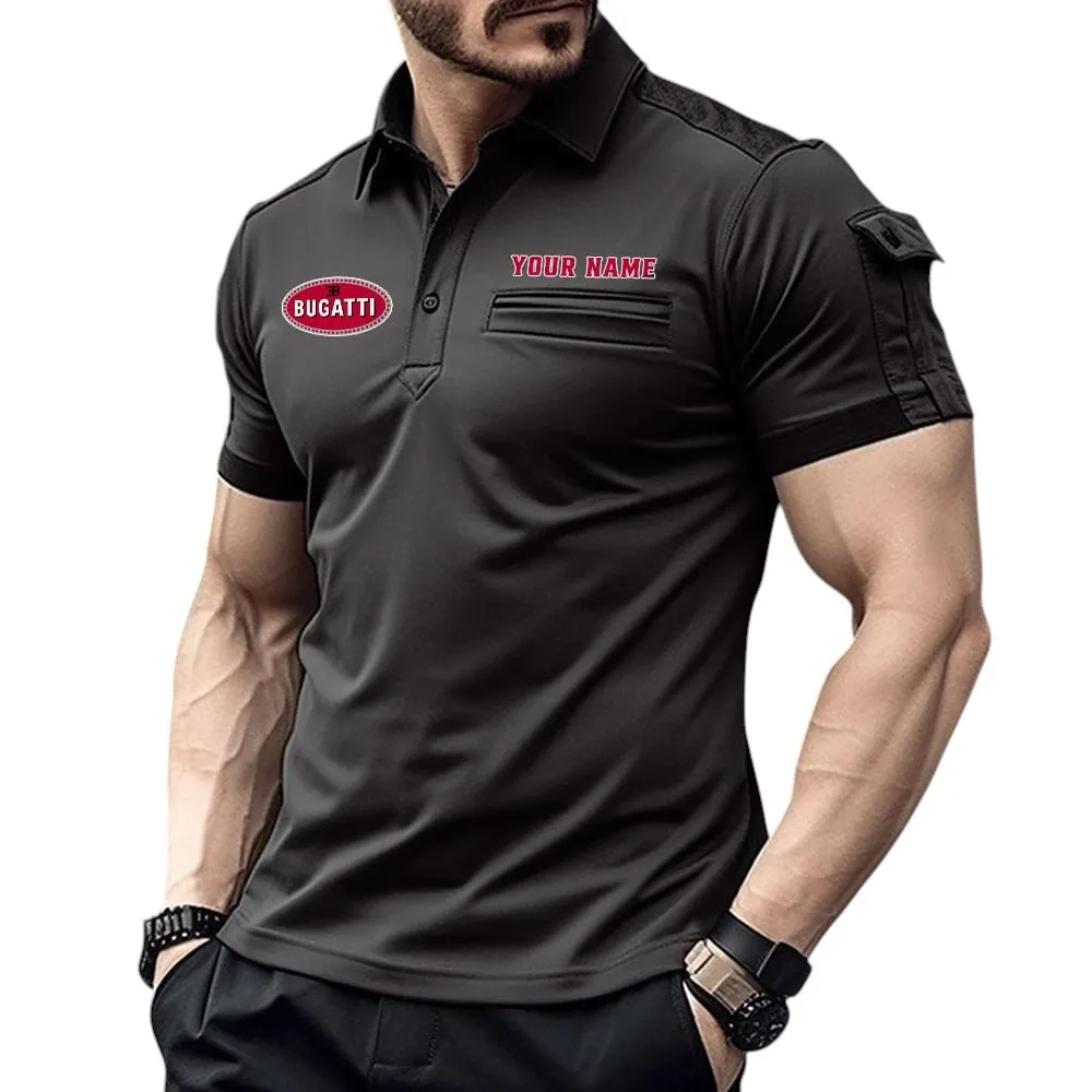 Luxury Hypercar Fans Gift Pocket Polo Shirt, Polo Shirt Exclusive Logo For Luxury Hypercar Fan, Custom Name CAR445060325000 - Black