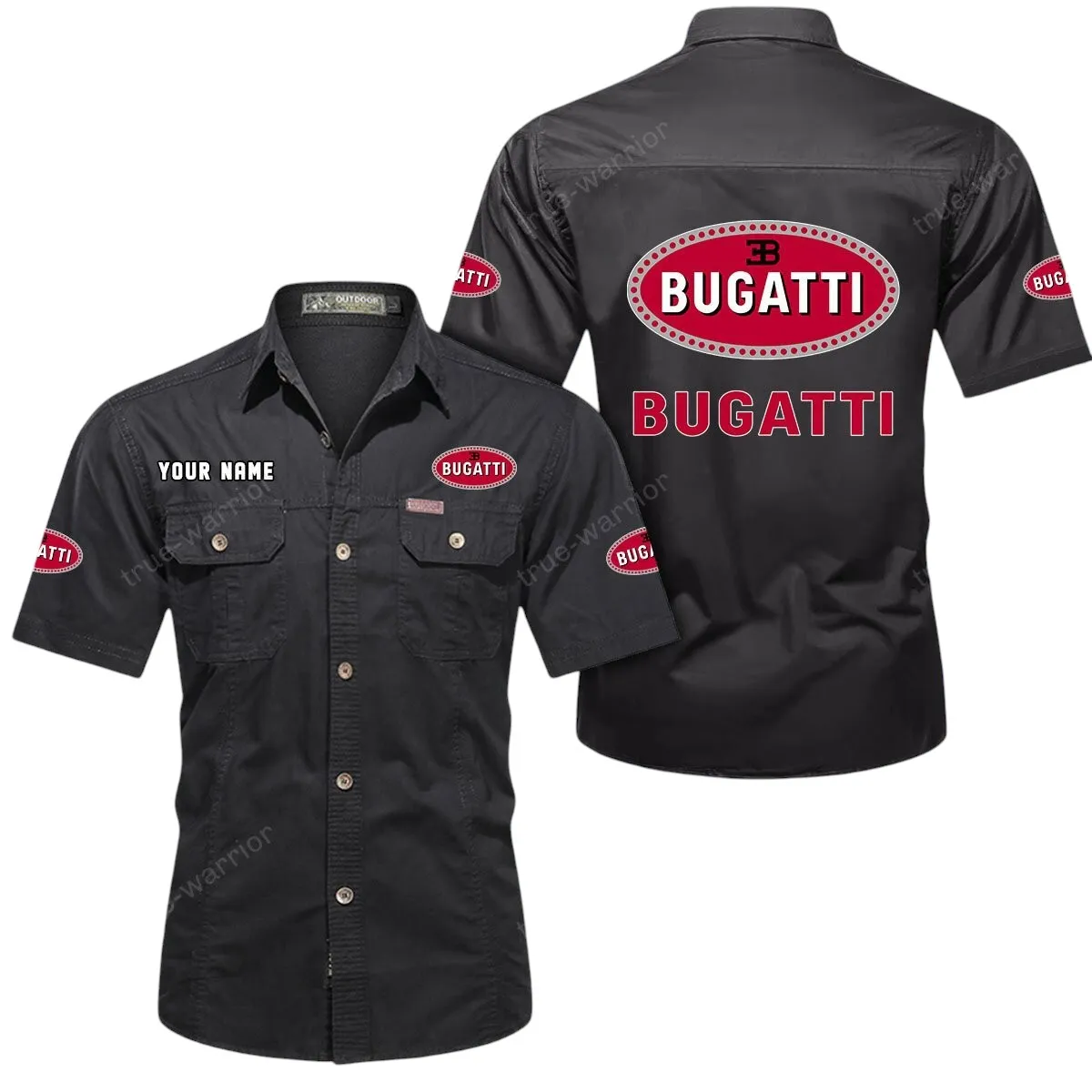 Luxury Hypercar Lovers Gift Short Sleeved Shirt, Button Up Shirt Exclusive Logo For Car Owners CAR444052625919 - Black