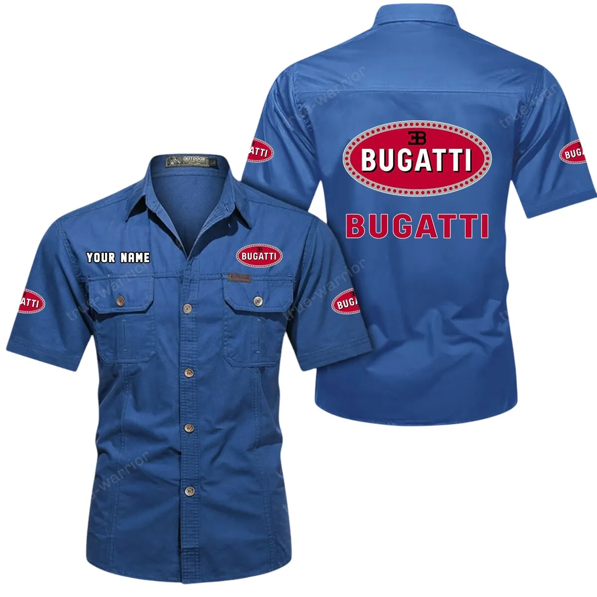 Luxury Hypercar Lovers Gift Short Sleeved Shirt, Button Up Shirt Exclusive Logo For Car Owners CAR444052625919 - Cowboy Blue