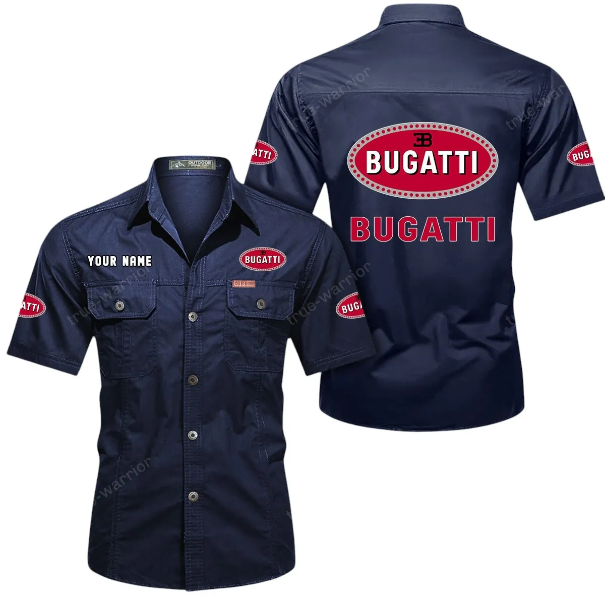 Luxury Hypercar Lovers Gift Short Sleeved Shirt, Button Up Shirt Exclusive Logo For Car Owners CAR444052625919 - Dark Blue