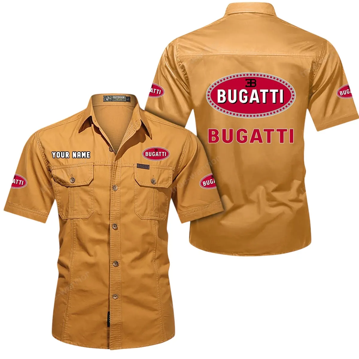 Luxury Hypercar Lovers Gift Short Sleeved Shirt, Button Up Shirt Exclusive Logo For Car Owners CAR444052625919 - Turmeric