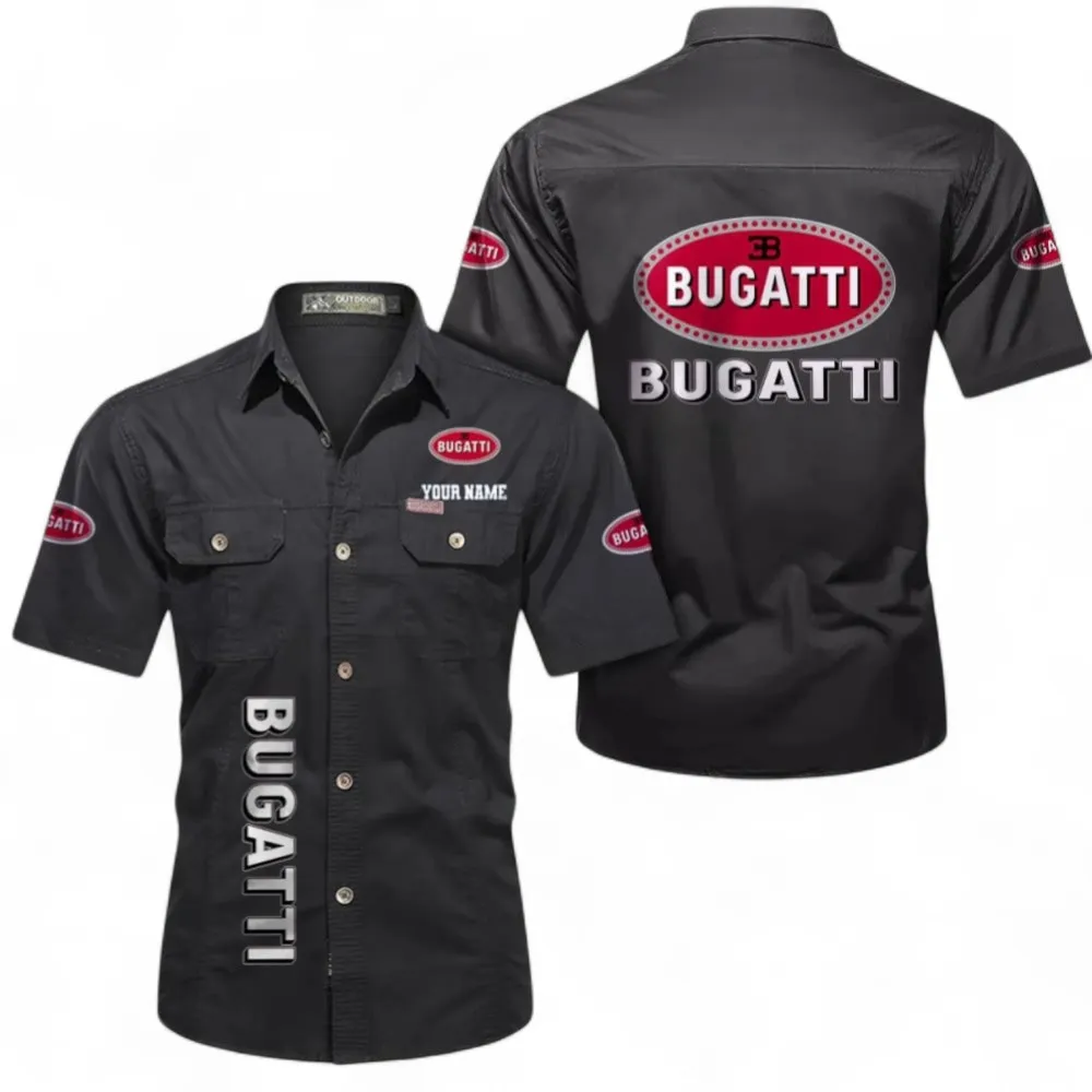 Luxury Hypercar Short Sleeved Shirt, Button up Shirt Exclusive Logo For Car Owners, Custom Name CAR392072125833-Black