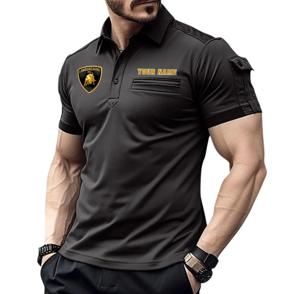 Luxury Supercar Fans Gift Pocket Polo Shirt, Polo Shirt Exclusive Logo For Luxury Supercar Fan, Custom Name CAR445060325044 - Black