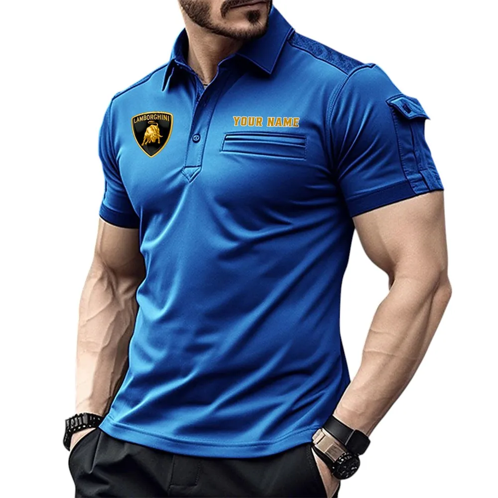 Luxury Supercar Fans Gift Pocket Polo Shirt, Polo Shirt Exclusive Logo For Luxury Supercar Fan, Custom Name CAR445060325044 - Blue