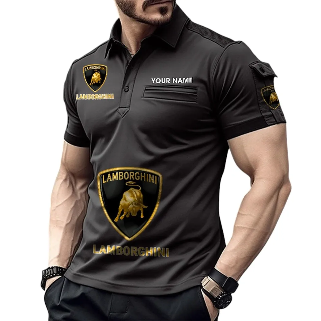 Luxury Supercar Fans Gift Pocket Polo Shirt, Polo Shirt Exclusive Logo For Luxury Supercar Fan, Custom Name CAR450051325337 - Black