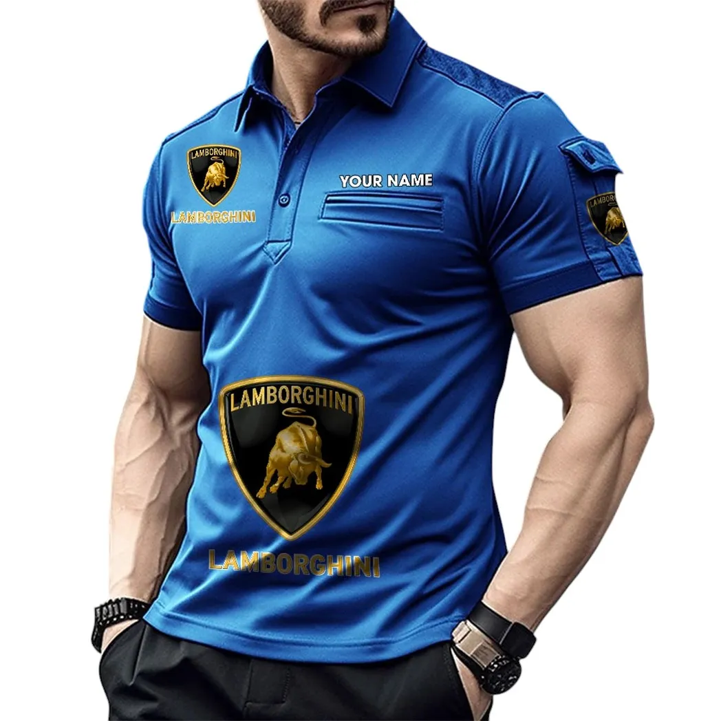 Luxury Supercar Fans Gift Pocket Polo Shirt, Polo Shirt Exclusive Logo For Luxury Supercar Fan, Custom Name CAR450051325337 - Blue