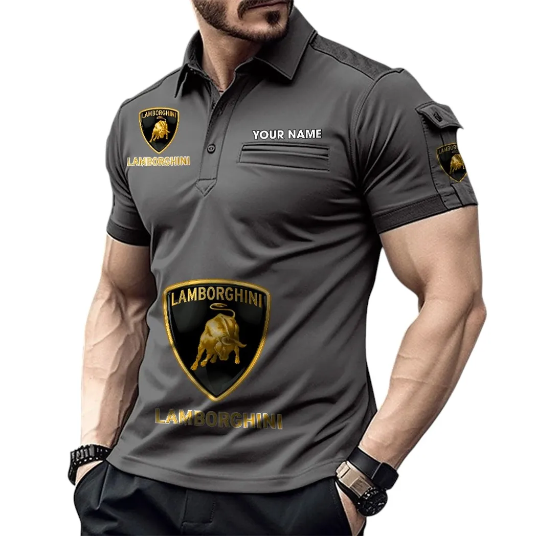 Luxury Supercar Fans Gift Pocket Polo Shirt, Polo Shirt Exclusive Logo For Luxury Supercar Fan, Custom Name CAR450051325337 - Gray