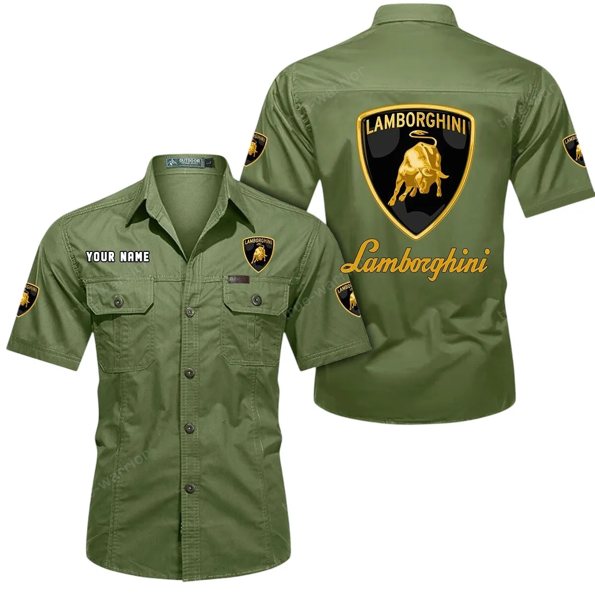 Luxury Supercar Lovers Gift Short Sleeved Shirt, Button Up Shirt Exclusive Logo For Car Owners CAR444052625840 - Fruit Green