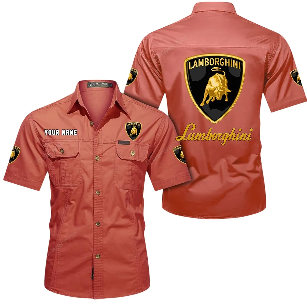 Luxury Supercar Lovers Gift Short Sleeved Shirt, Button Up Shirt Exclusive Logo For Car Owners CAR444052625840 - Red