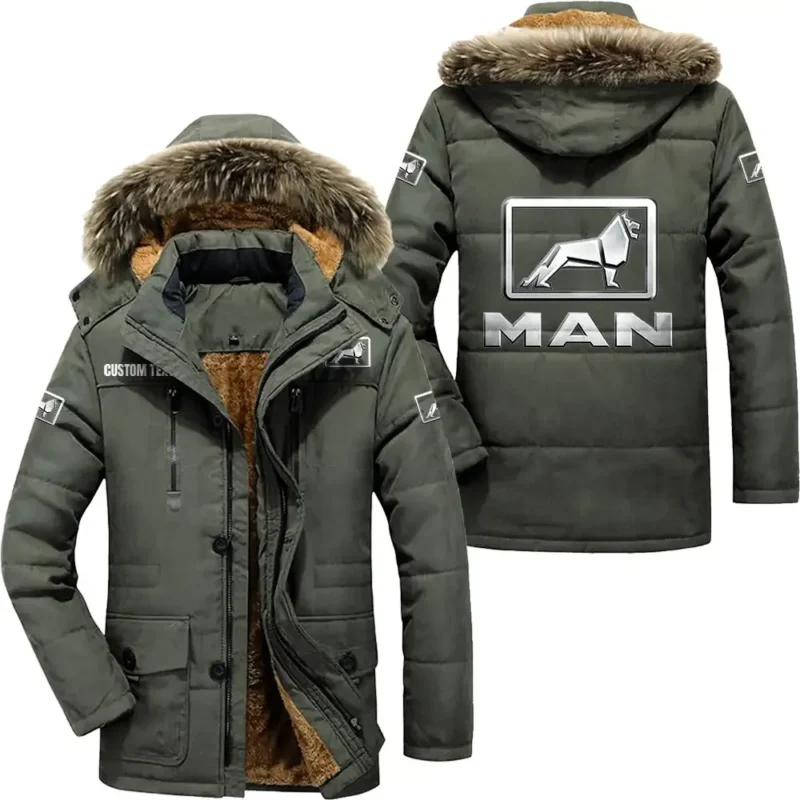 Trucks Parka hoodie, Coat with Hood Exclusive Logo For Car Motorcycles Lovers CAR7002082146 - Army Green