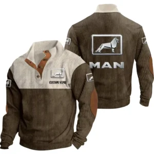Trucks Men's Stand Up Collar Base Shirt, Collar Hoodie Exclusive Logo For Car Motorcycles Fans CAR20012113 - Brown