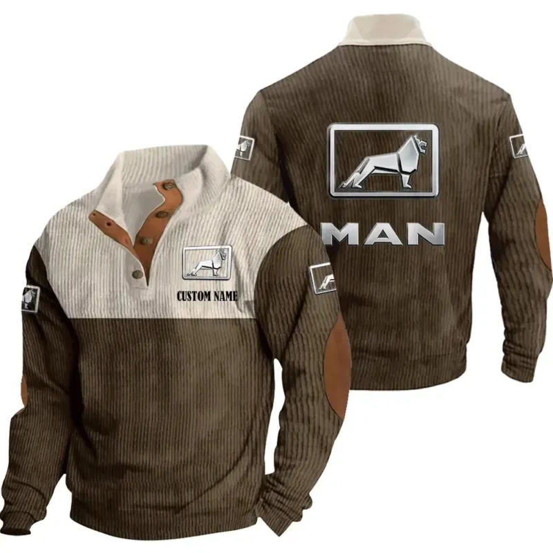 Trucks Men's Stand Up Collar Base Shirt, Collar Hoodie Exclusive Logo For Car Motorcycles Fans CAR20012113 - Brown