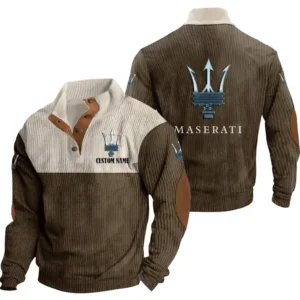 Luxury Car Men's Stand Up Collar Base Shirt, Collar Hoodie Exclusive Logo For Car Motorcycles Fans CAR20012115 - Brown