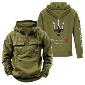 Luxury Car Hoodie Tactical Quarter Zip, Hoodie Exclusive Logo For Luxury Car Lovers - Army Green CAR96021425716-1