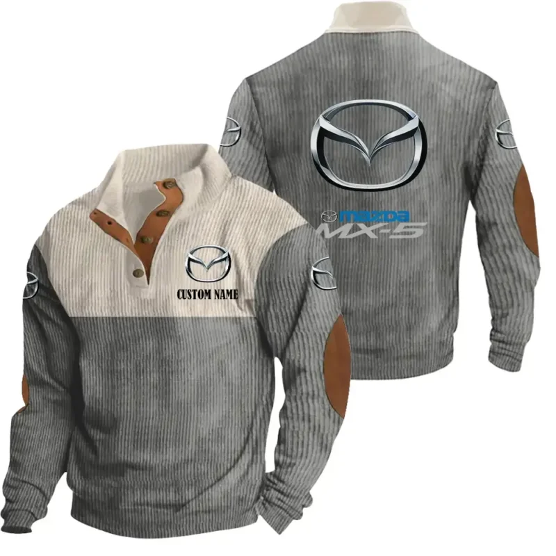Car Men's Stand Up Collar Base Shirt, Collar Hoodie Exclusive Logo For Car Motorcycles Fans CAR20012116 - Grey