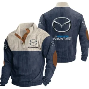 Car Men's Stand Up Collar Base Shirt, Collar Hoodie Exclusive Logo For Car Motorcycles Fans CAR20012116 - Navy Blue