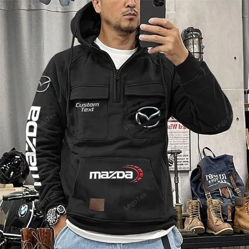 Car Hoodie Tactical Quarter Zip, Hoodie Exclusive Logo For Car Lovers - Black CAR122021425064-2 - Image 2
