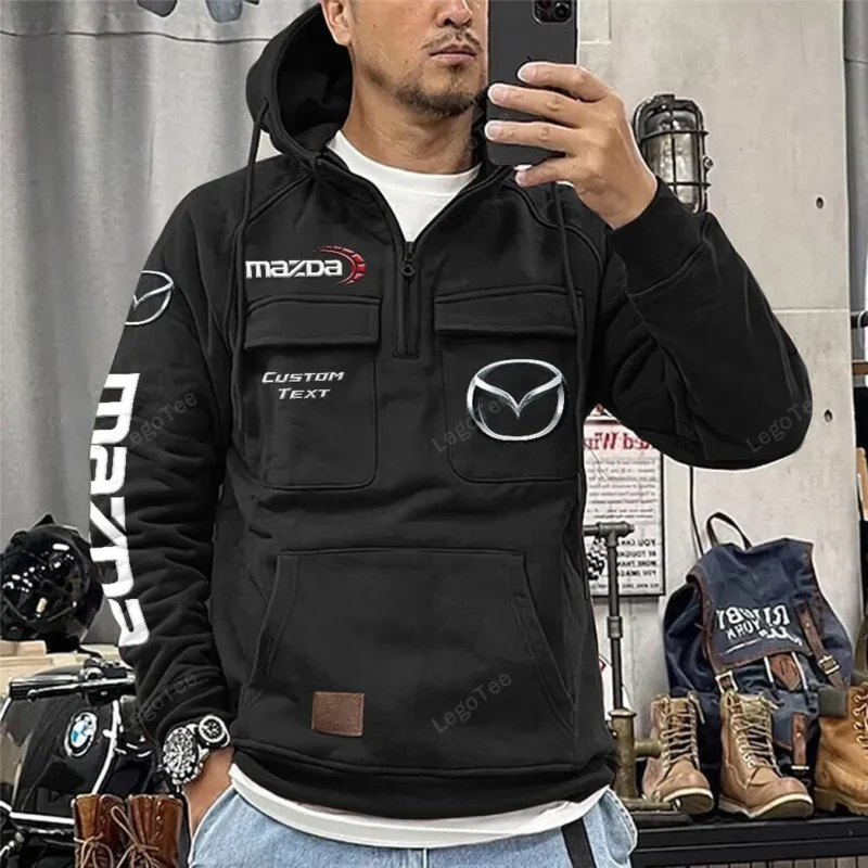 Car Hoodie Tactical Quarter Zip, Hoodie Exclusive Logo For Car Lovers - Black CAR96021425684-2 - Image 2
