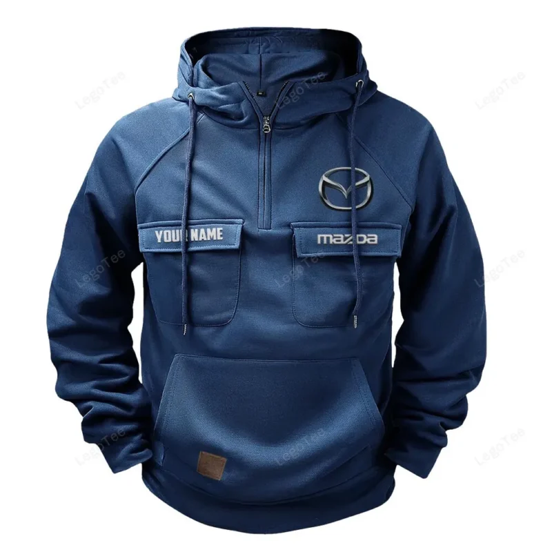 Car Hoodie Tactical Quarter Zip, Hoodie Exclusive Logo For Car Lovers - Dark Blue CAR109021425413-3