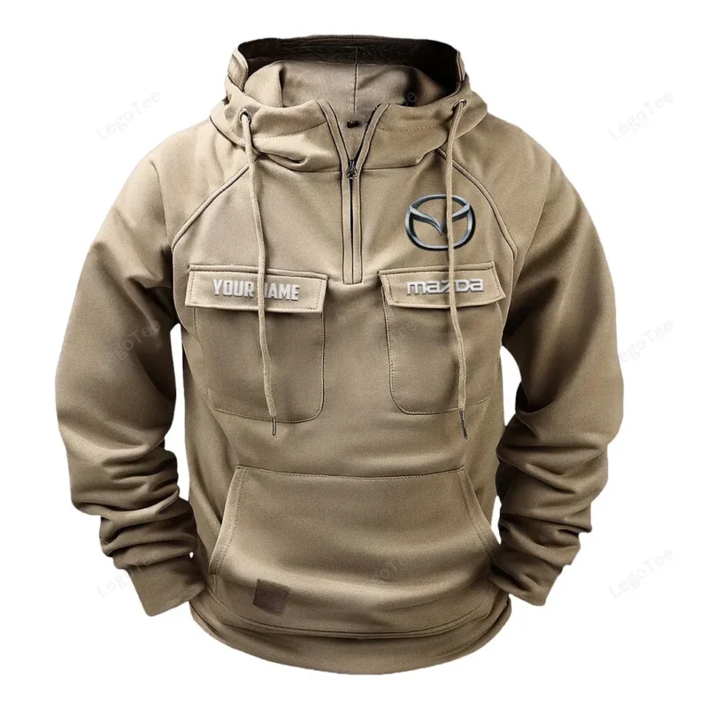 Car Hoodie Tactical Quarter Zip, Hoodie Exclusive Logo For Car Lovers - Khaki CAR109021425413-4