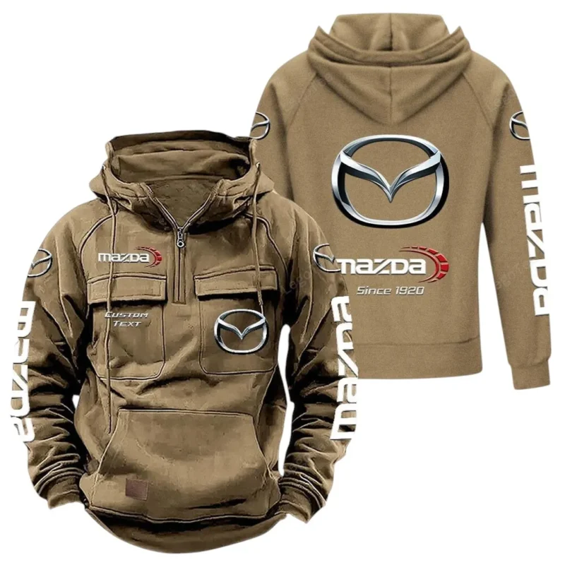 Car Hoodie Tactical Quarter Zip, Hoodie Exclusive Logo For Car Lovers - Khaki CAR96021425684-4