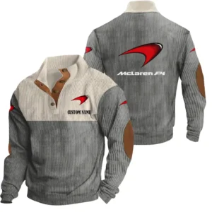 Racing Car Men's Stand Up Collar Base Shirt, Collar Hoodie Exclusive Logo For Car Motorcycles Fans CAR20012119 - Grey
