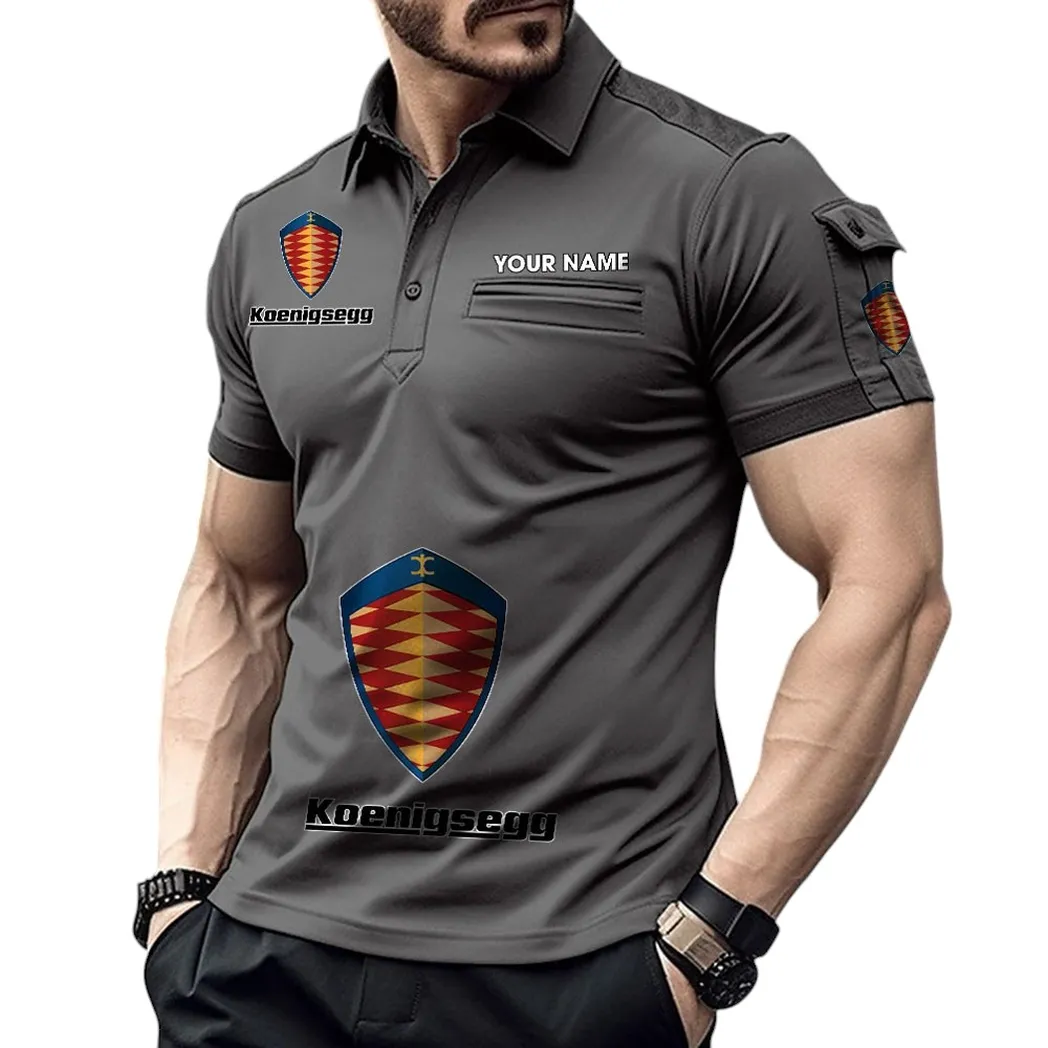 Megacars Fans Gift Pocket Polo Shirt, Polo Shirt Exclusive Logo For Megacars Fan, Custom Name CAR450051325383 - Gray