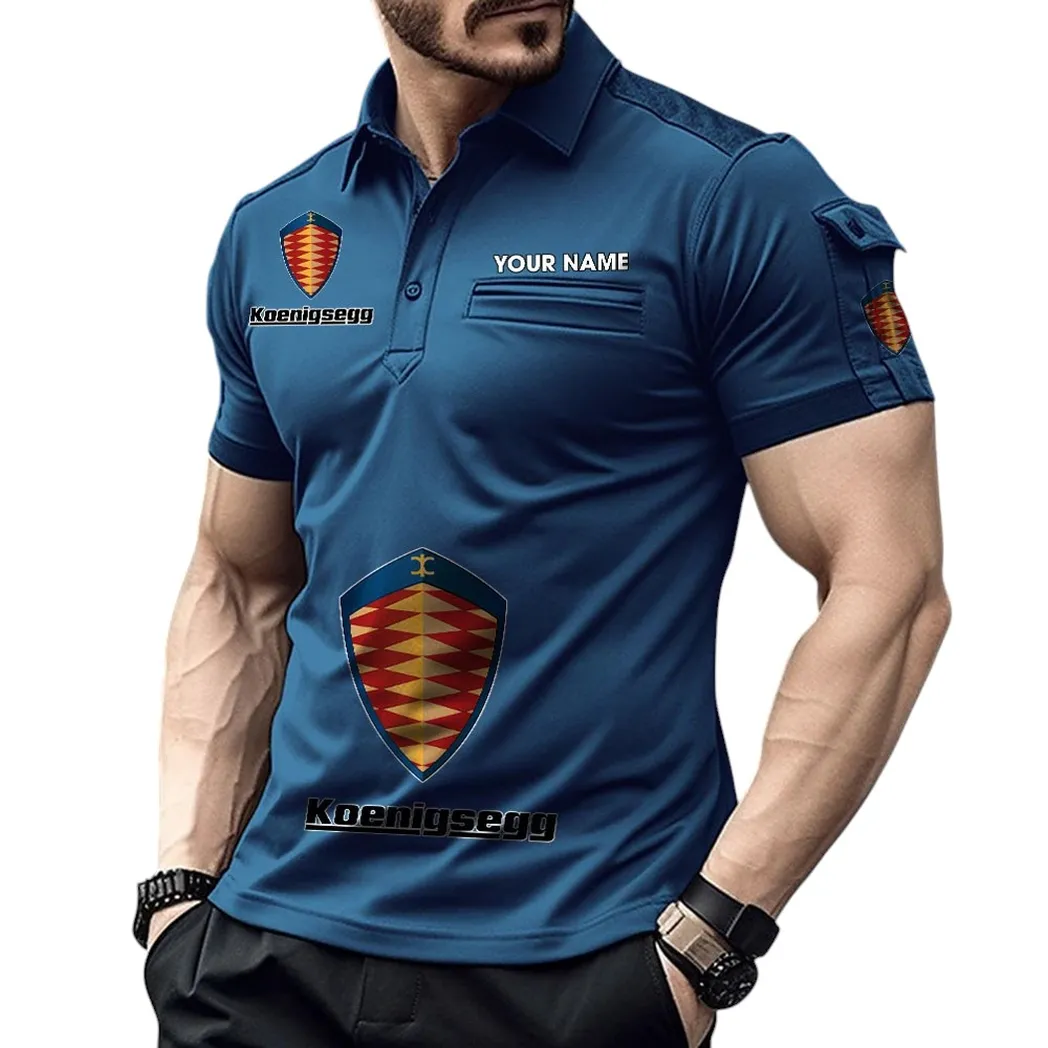 Megacars Fans Gift Pocket Polo Shirt, Polo Shirt Exclusive Logo For Megacars Fan, Custom Name CAR450051325383 - Navy Blue