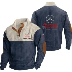 Luxuty Car Men's Stand Up Collar Base Shirt, Collar Hoodie Exclusive Logo For Car Motorcycles Fans CAR20012120 - Navy Blue
