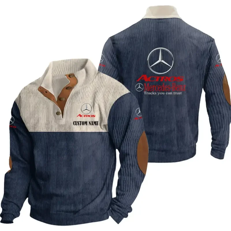 Luxuty Car Men's Stand Up Collar Base Shirt, Collar Hoodie Exclusive Logo For Car Motorcycles Fans CAR20012120 - Navy Blue