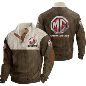 Power Cars Men's Stand Up Collar Base Shirt, Collar Hoodie Exclusive Logo For Car Motorcycles Fans CAR20012122 - Brown