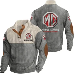 Power Cars Men's Stand Up Collar Base Shirt, Collar Hoodie Exclusive Logo For Car Motorcycles Fans CAR20012122 - Grey