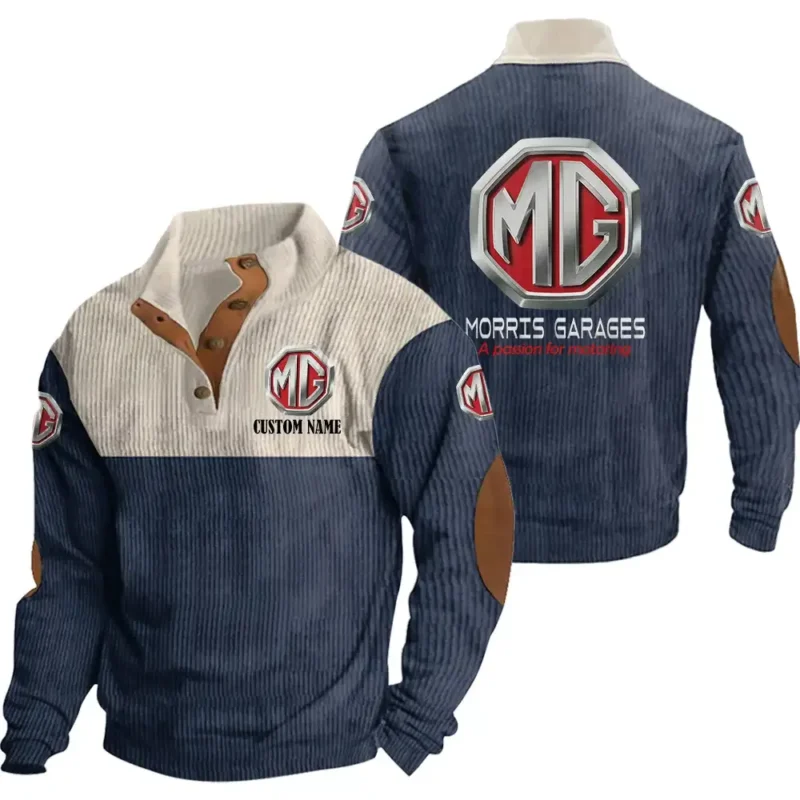 Power Cars Men's Stand Up Collar Base Shirt, Collar Hoodie Exclusive Logo For Car Motorcycles Fans CAR20012122 - Navy Blue