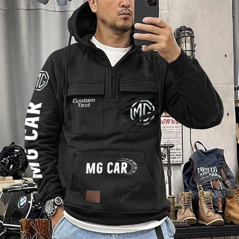 Power Cars Hoodie Tactical Quarter Zip, Hoodie Exclusive Logo For Power Cars Lovers - Black CAR122021425028-2 - Image 2