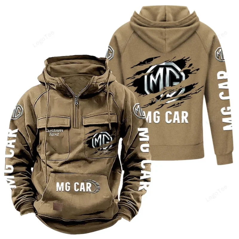 Power Cars Hoodie Tactical Quarter Zip, Hoodie Exclusive Logo For Power Cars Lovers - Khaki CAR122021425028-4