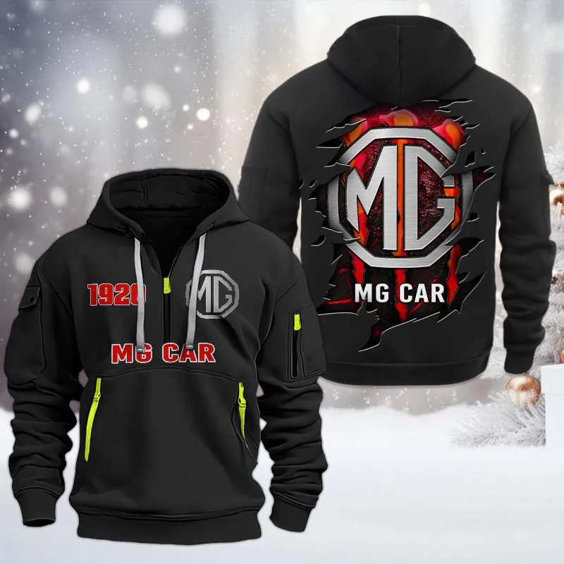 MG Lovers Gift Hoodie Half Zipper, Hoodie All Over Print Gift For Car Owners CAR198032765 - Black