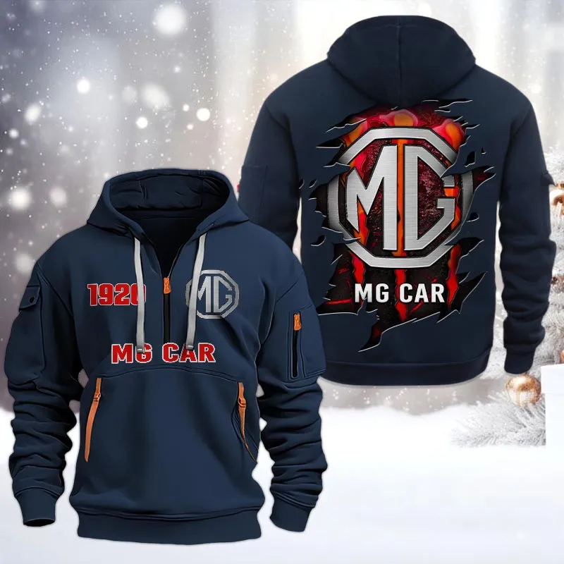 MG Lovers Gift Hoodie Half Zipper, Hoodie All Over Print Gift For Car Owners CAR198032765 - Navy