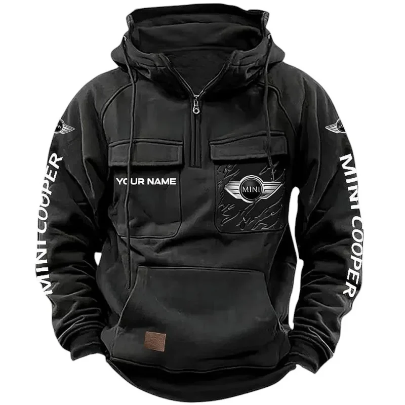 Car Hoodie Tactical Quarter Zip, Hoodie Exclusive Logo For Car Lovers CAR164022425159 - Black